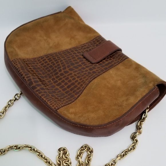 Henri Bendel Suede Brown Gold Chain Small Bag - Picture 8 of 8